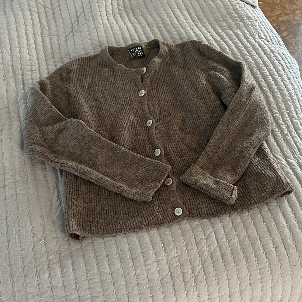 Things I Like Things I love Taupe Button-Up Cardigan